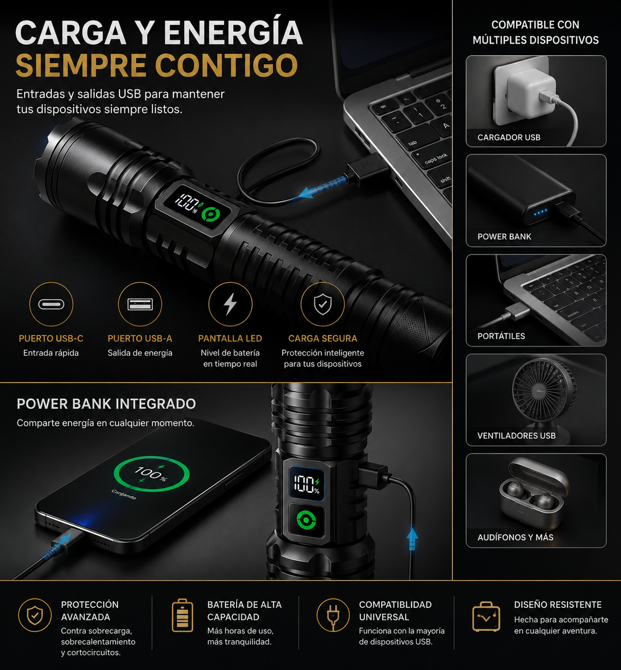 Rechargeable High-Power LED Flashlight